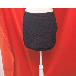 Diane Von Furstenberg lace and leather Elley mini skirt black 0